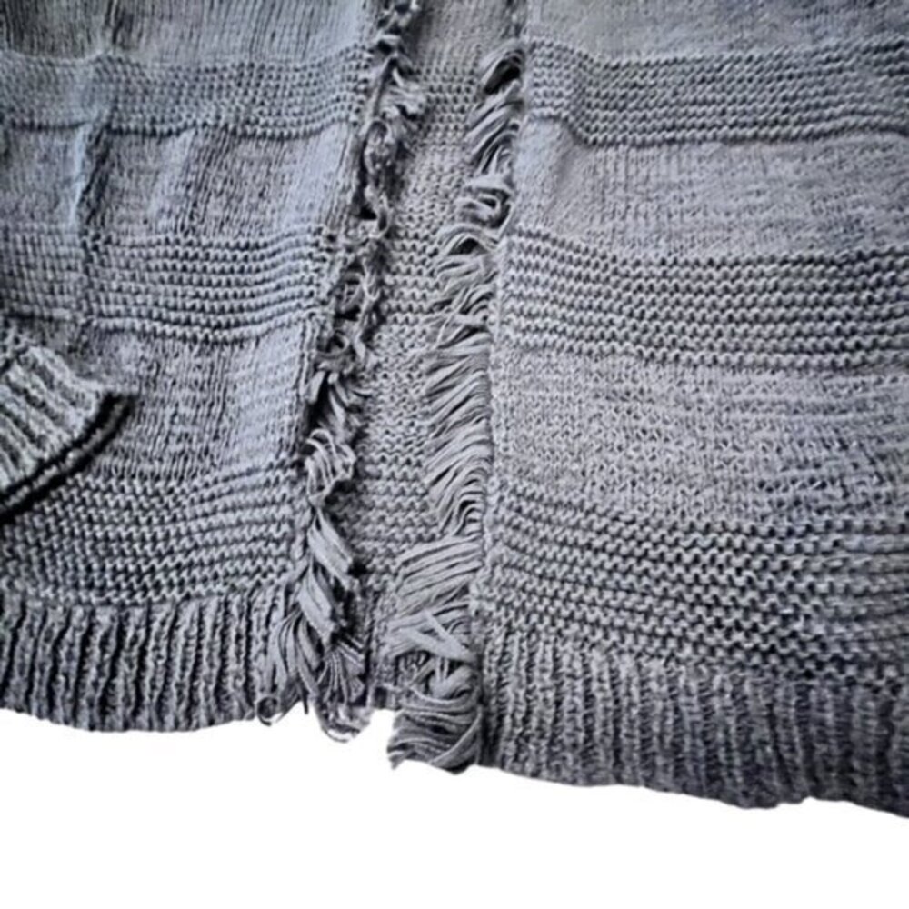 Ann Taylor LOFT Black Open Cardigan Sweater FRINGE Office Wear Casual Dressy XS - Picture 2 of 12